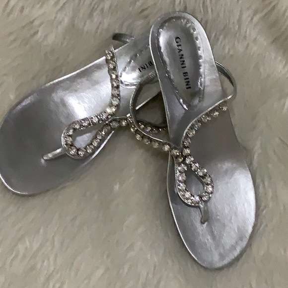 Gianni bini women’s silver sparkling rhinestone heel beach summer sandal… - Picture 3 of 6